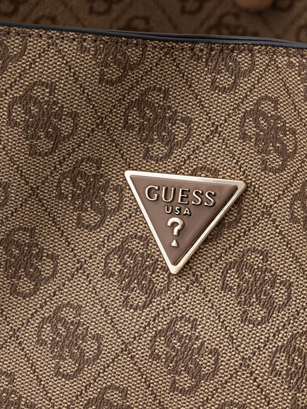 Guess Usa Meridian Ii Girlfriend Monogram-pattern Tote Bag In Brown