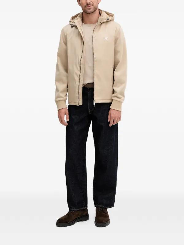 ゲス　guess USA ジャケット GUESS USA Hooded logo-patch Jacket | Neutrals | FARFETCH UK