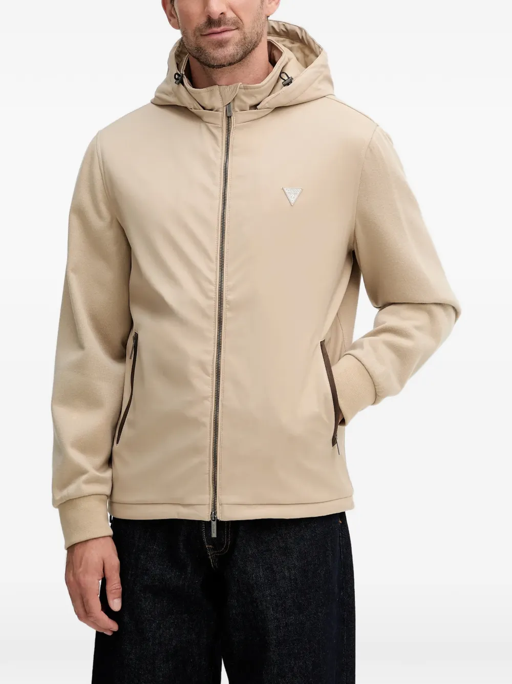 GUESS USA hooded logo-patch jacket | Neutrals | Image 1