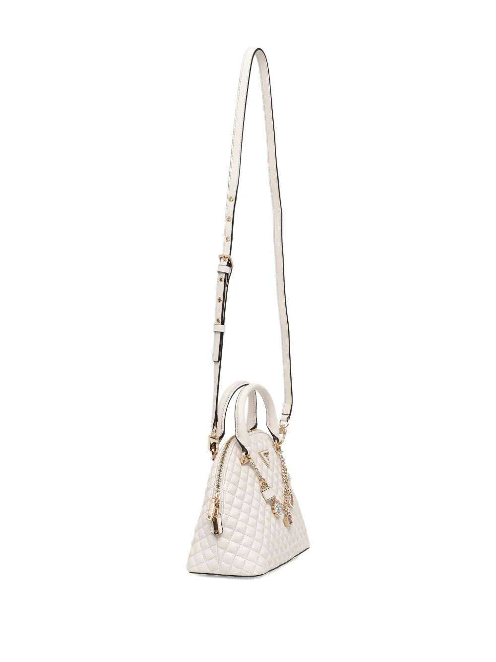 Guess Usa Everlee Quilted Charm Tote Bag In White