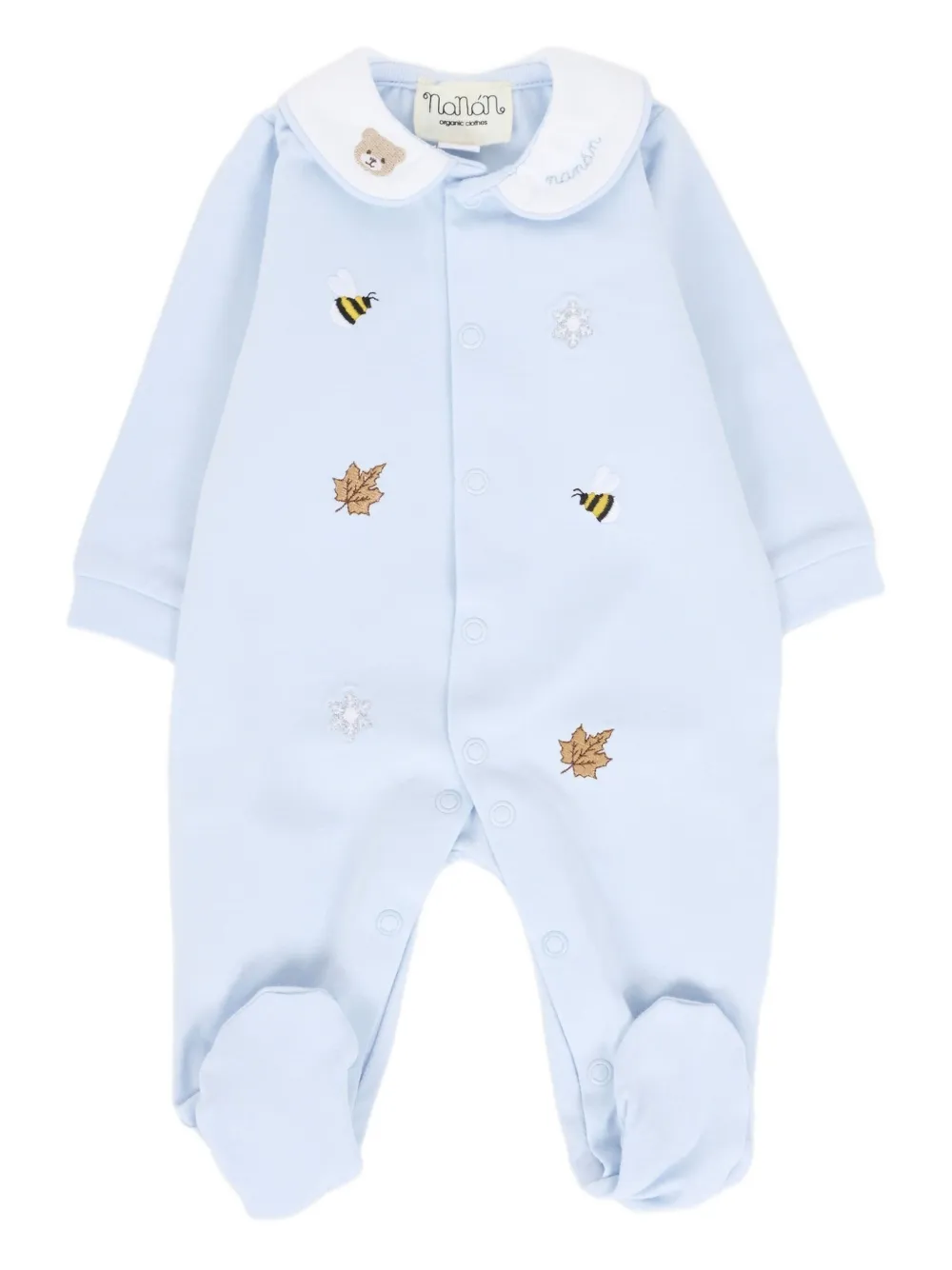 Nanán Peter Pan Collar Embroidered Pajamas In Blue
