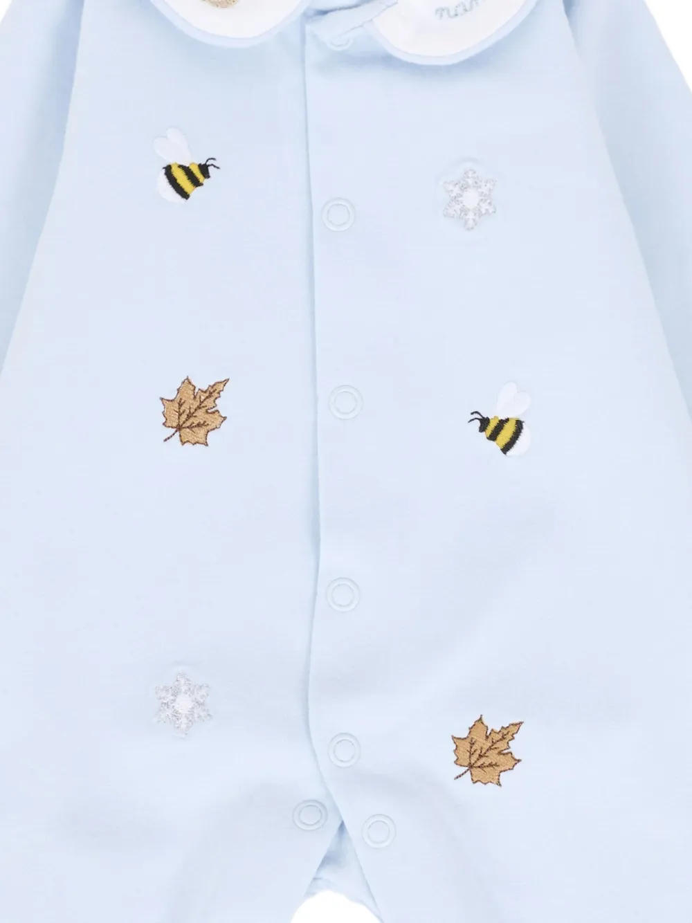 Nanán Peter Pan Collar Embroidered Pajamas In Blue
