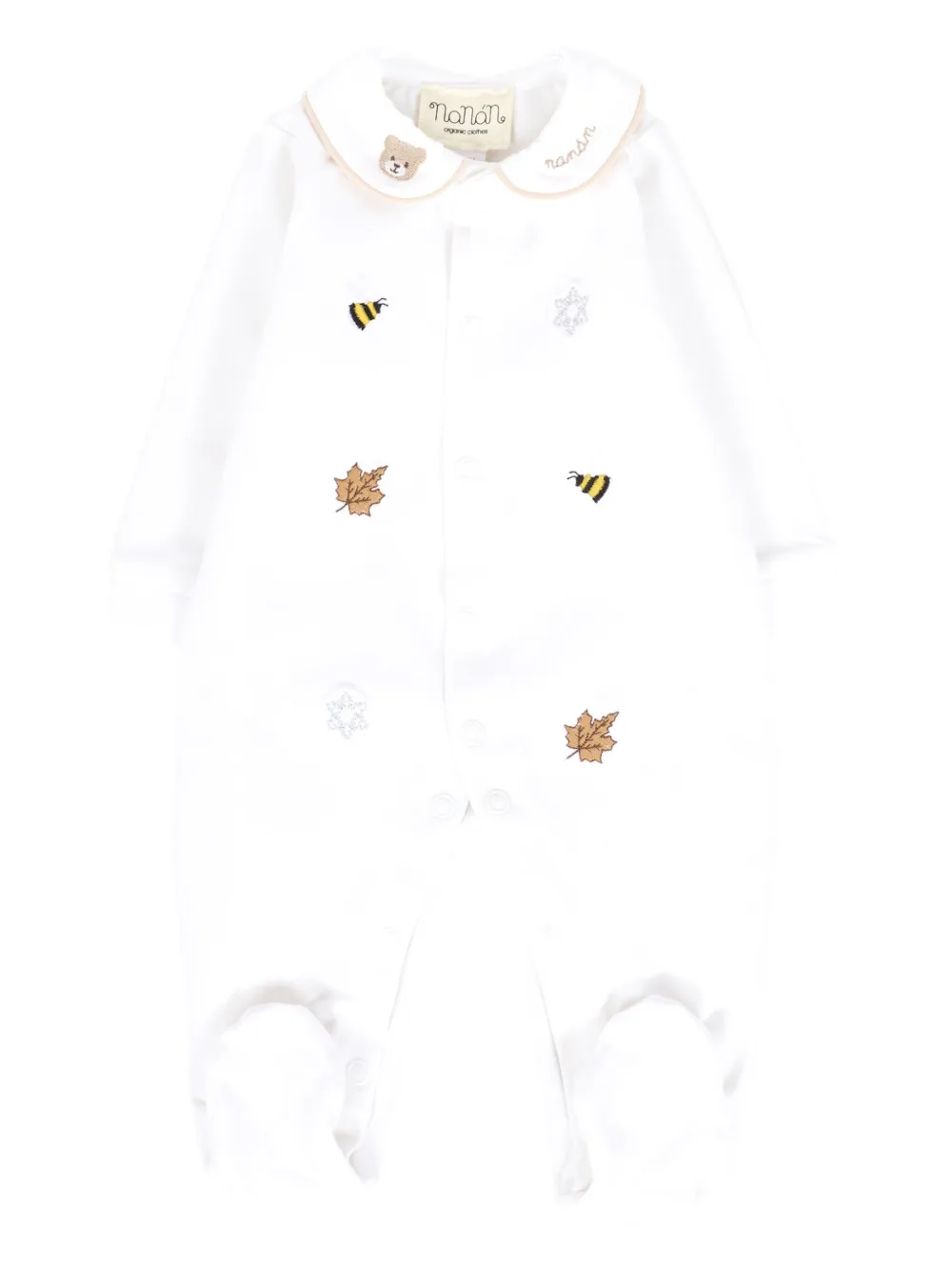 Nanán Embroidered Peter Pan Collar Pajamas In White