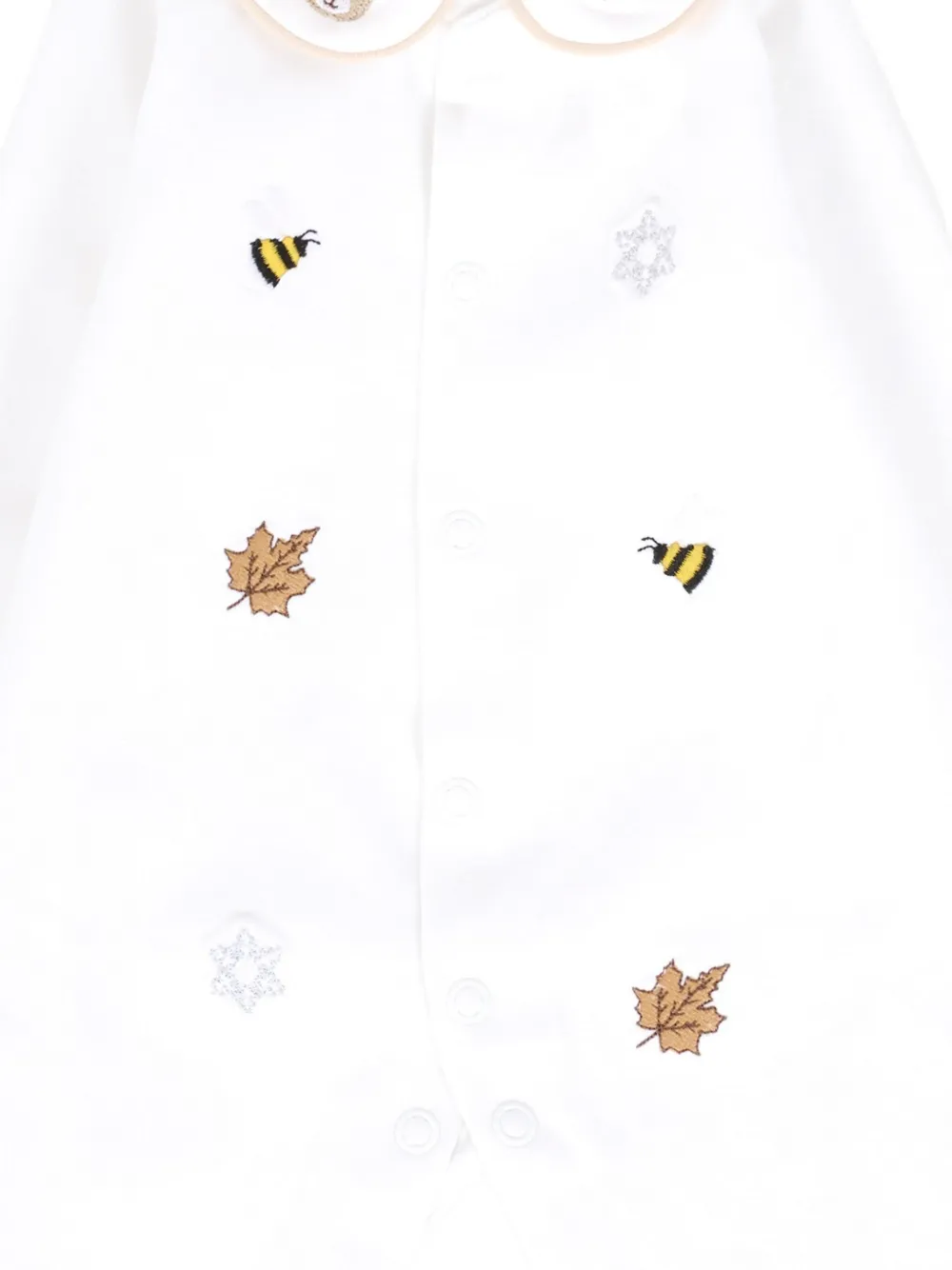 Nanán Embroidered Peter Pan Collar Pajamas In White