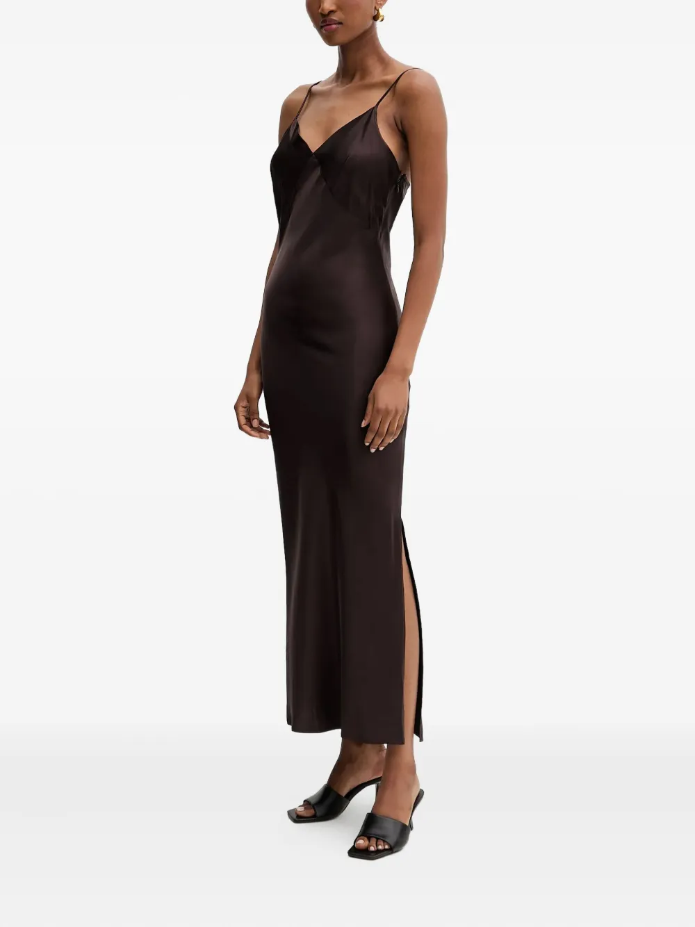 Silvian Heach side-slit spaghetti-strap midi dress - Bruin