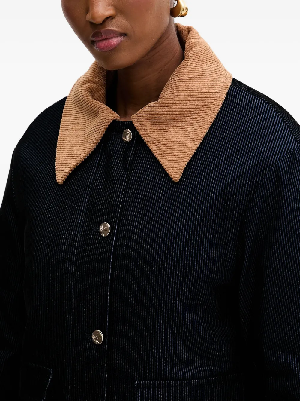 Silvian Heach Corduroy-collar Jacket In Blue
