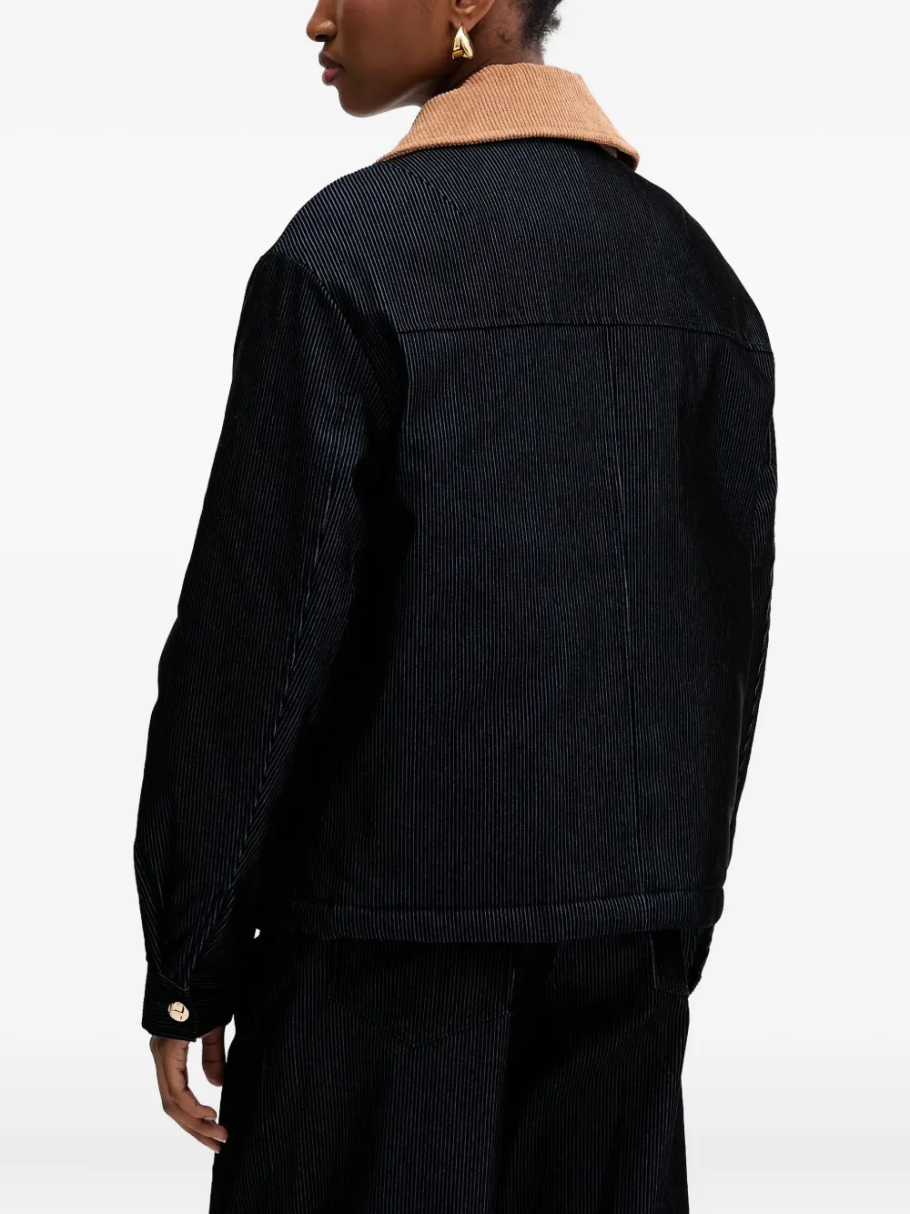 Silvian Heach Corduroy-collar Jacket In Blue