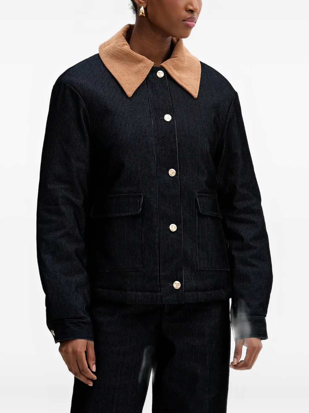 Silvian Heach Corduroy-collar Jacket In Blue