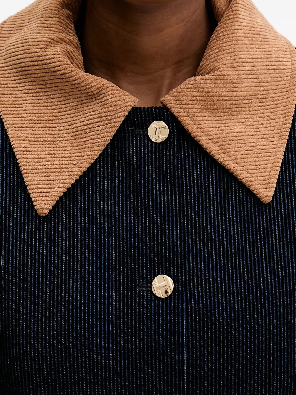 Silvian Heach Corduroy-collar Jacket In Blue