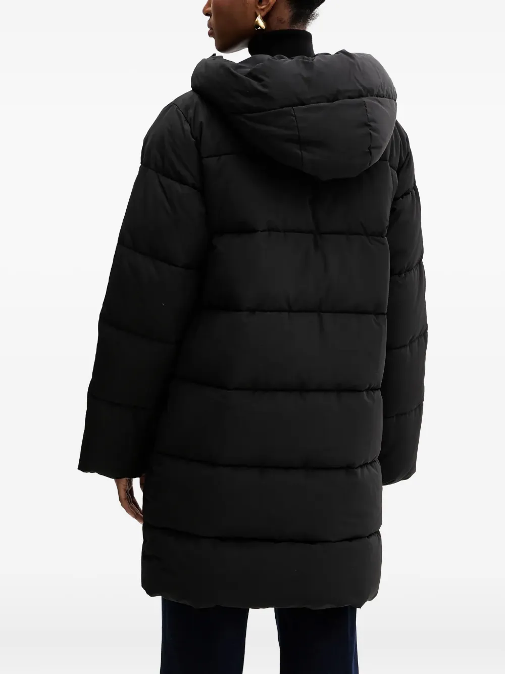Silvian Heach Hooded Zip Coat In Black