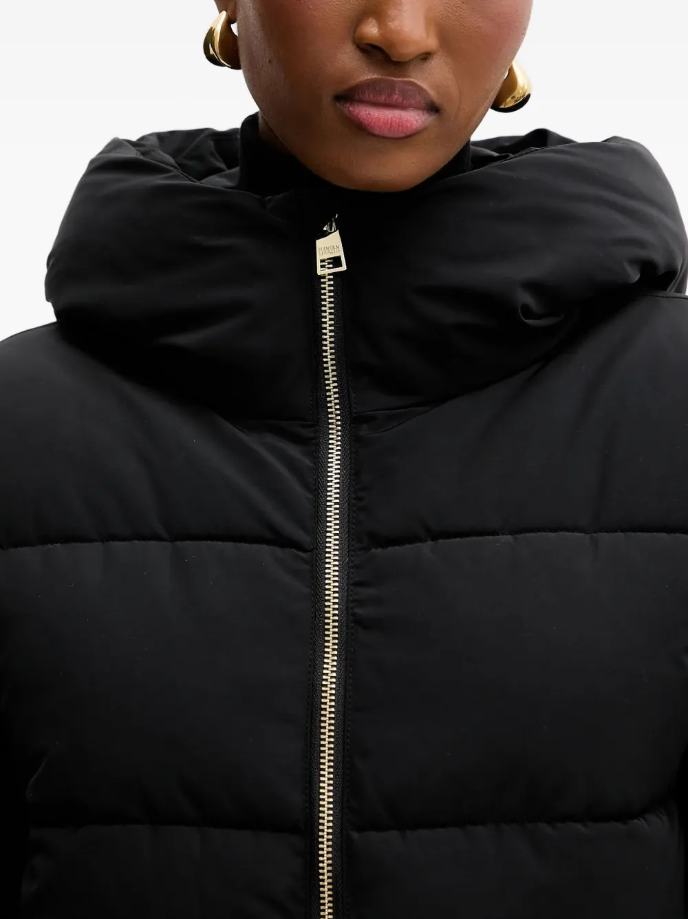 Silvian Heach Hooded Zip Coat In Black