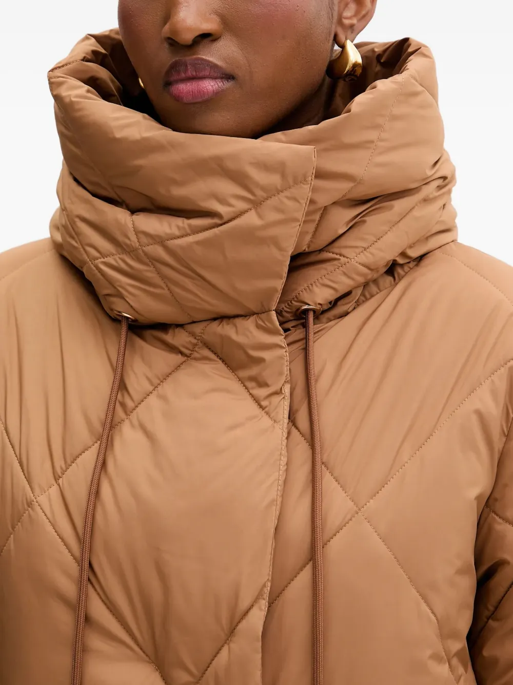 Silvian Heach Hooded Quilted Coat In Brown