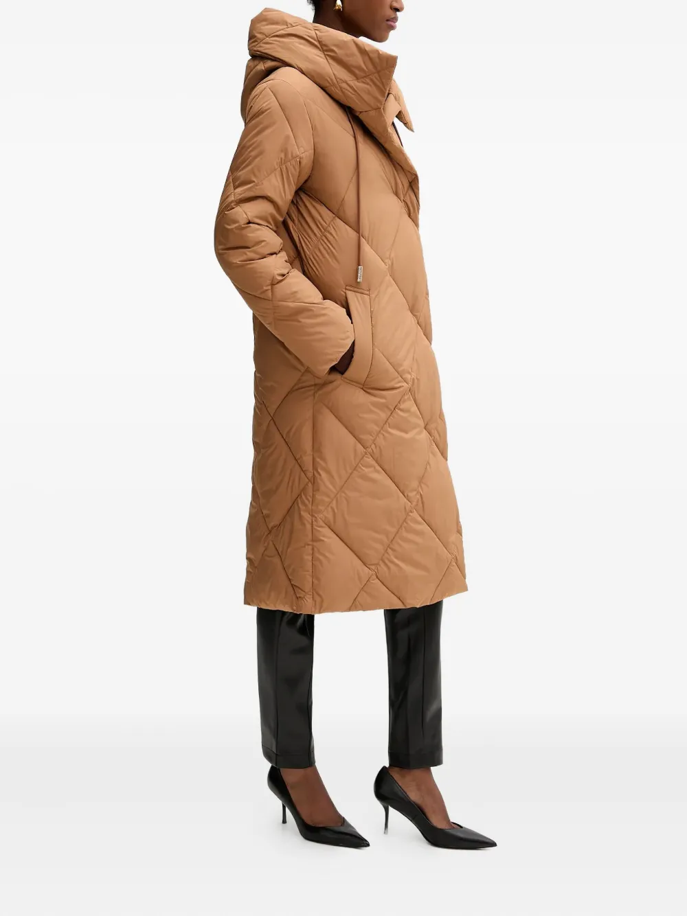 Silvian Heach Hooded Quilted Coat In Brown