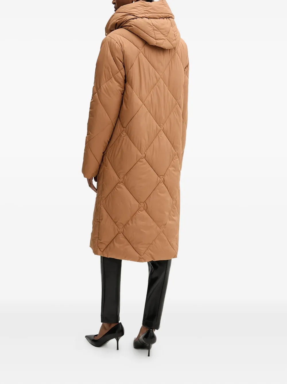 Silvian Heach Hooded Quilted Coat In Brown