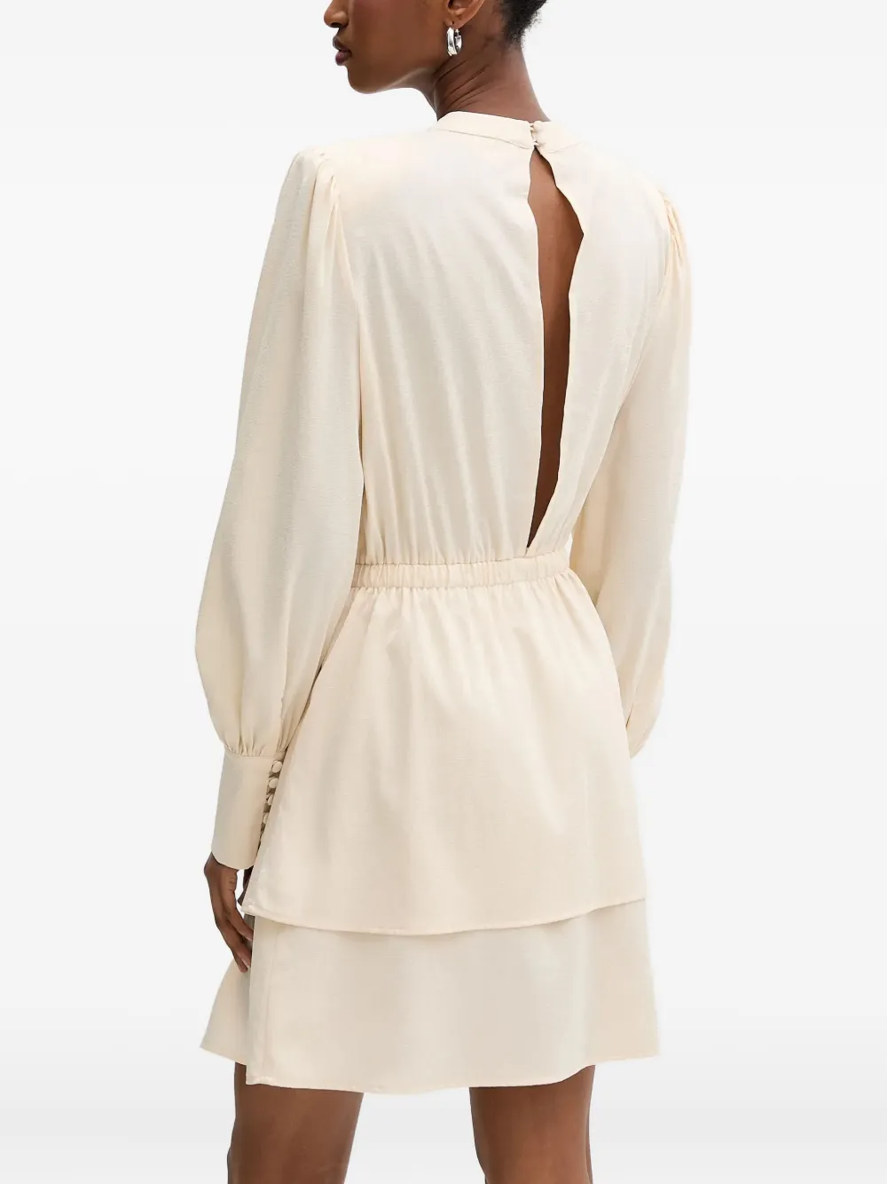 Silvian Heach Gathered Long-sleeve Mini Dress In Neutral