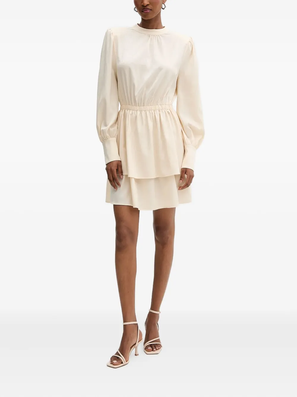 Silvian Heach gathered long-sleeve mini dress - Beige