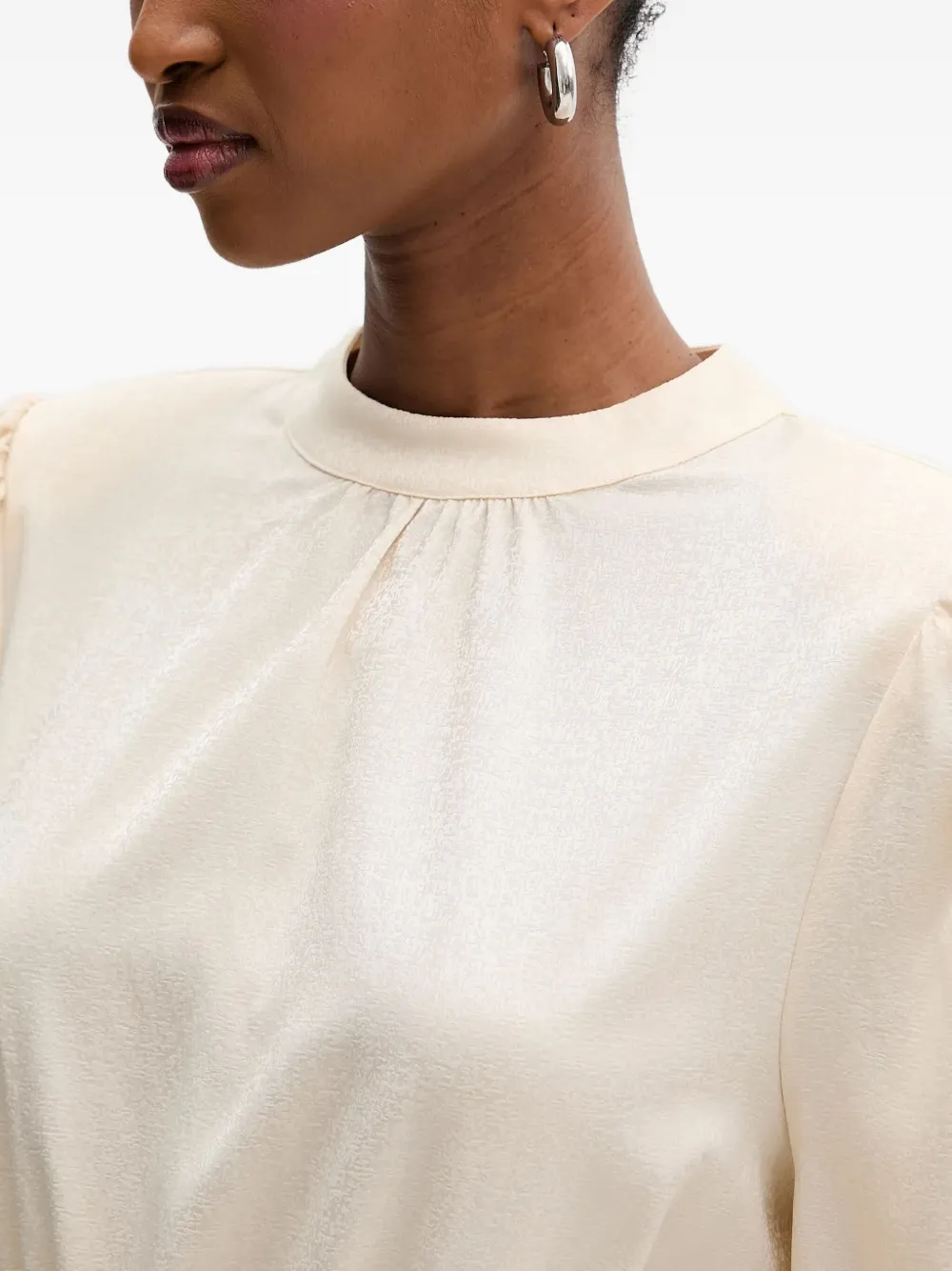 Silvian Heach Gathered Long-sleeve Mini Dress In Neutral