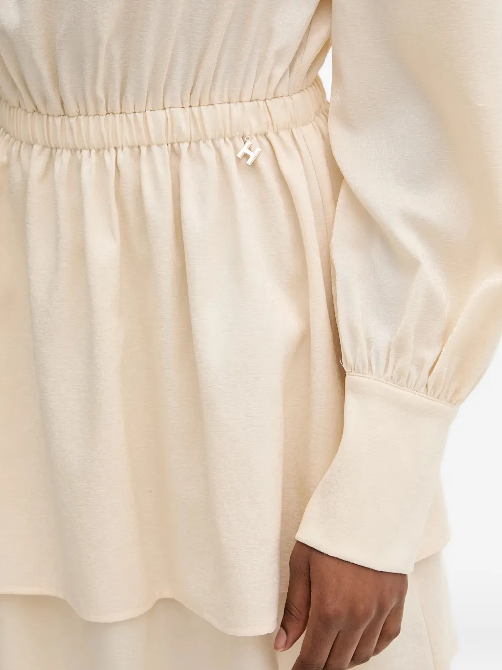 Silvian Heach Gathered Long-sleeve Mini Dress In Neutral