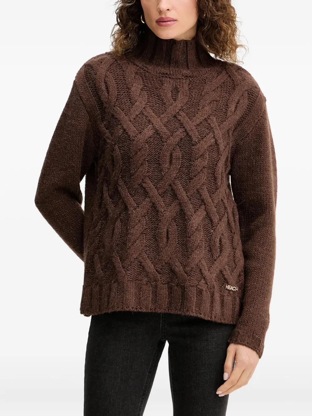 Silvian Heach cable-knit roll-neck sweater - Marrone