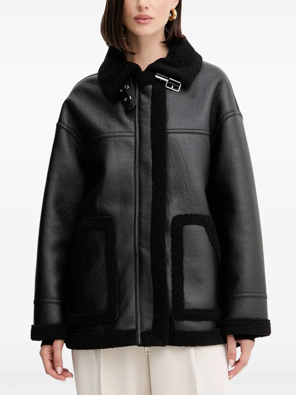 Silvian Heach Giacca biker con fibbia - Nero