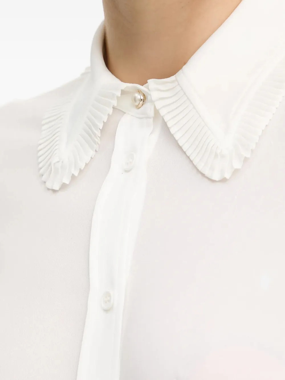 Silvian Heach Pleated-collar Shirt In White