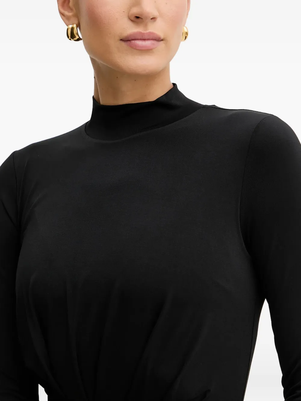 Silvian Heach Midi-jurk met lange mouwen en hoge hals Zwart