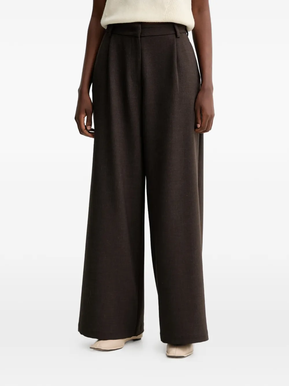 Sessun Pleated Wide-leg Trousers In Brown