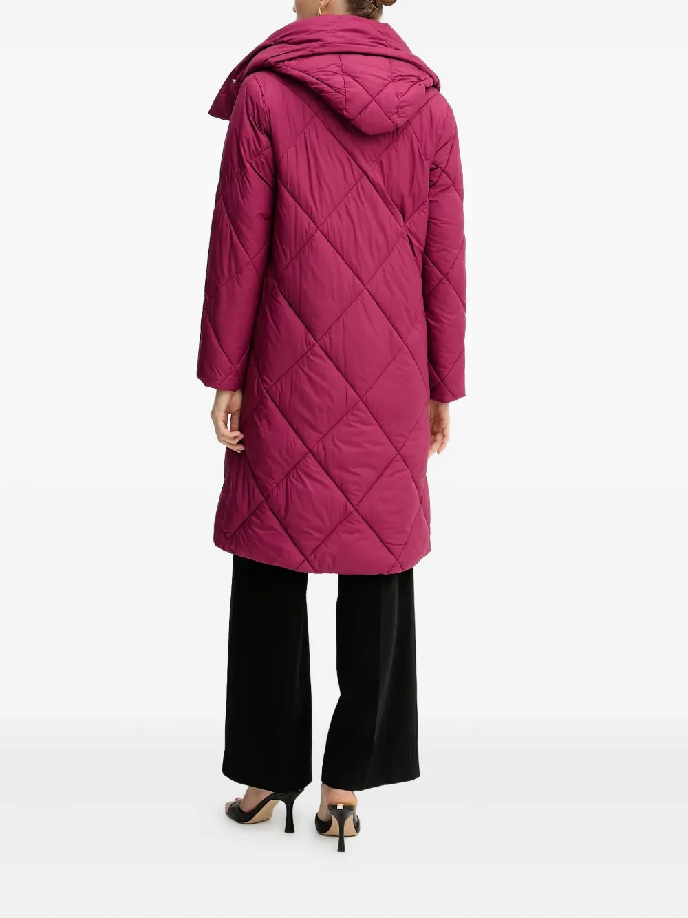Silvian Heach Hooded Quilted Coat In Pink