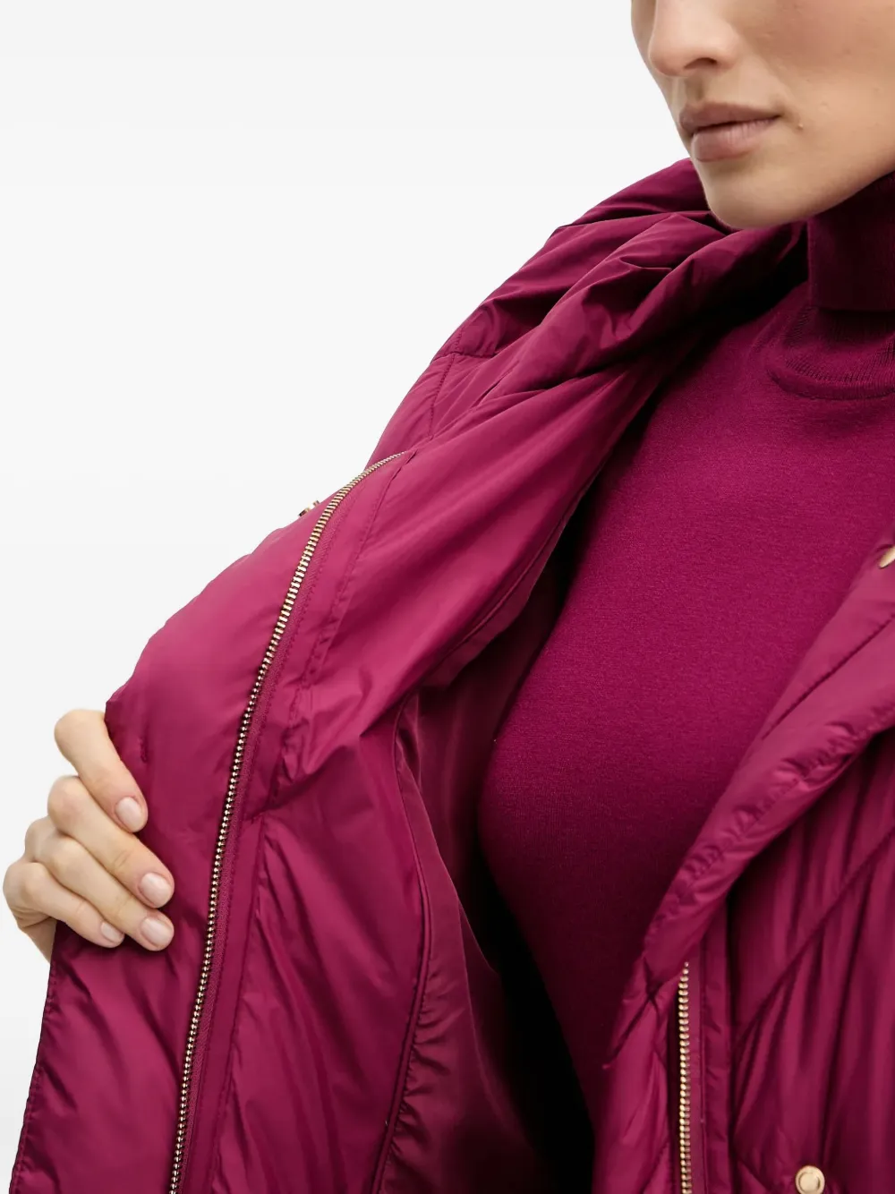 Silvian Heach Hooded Quilted Coat In Pink