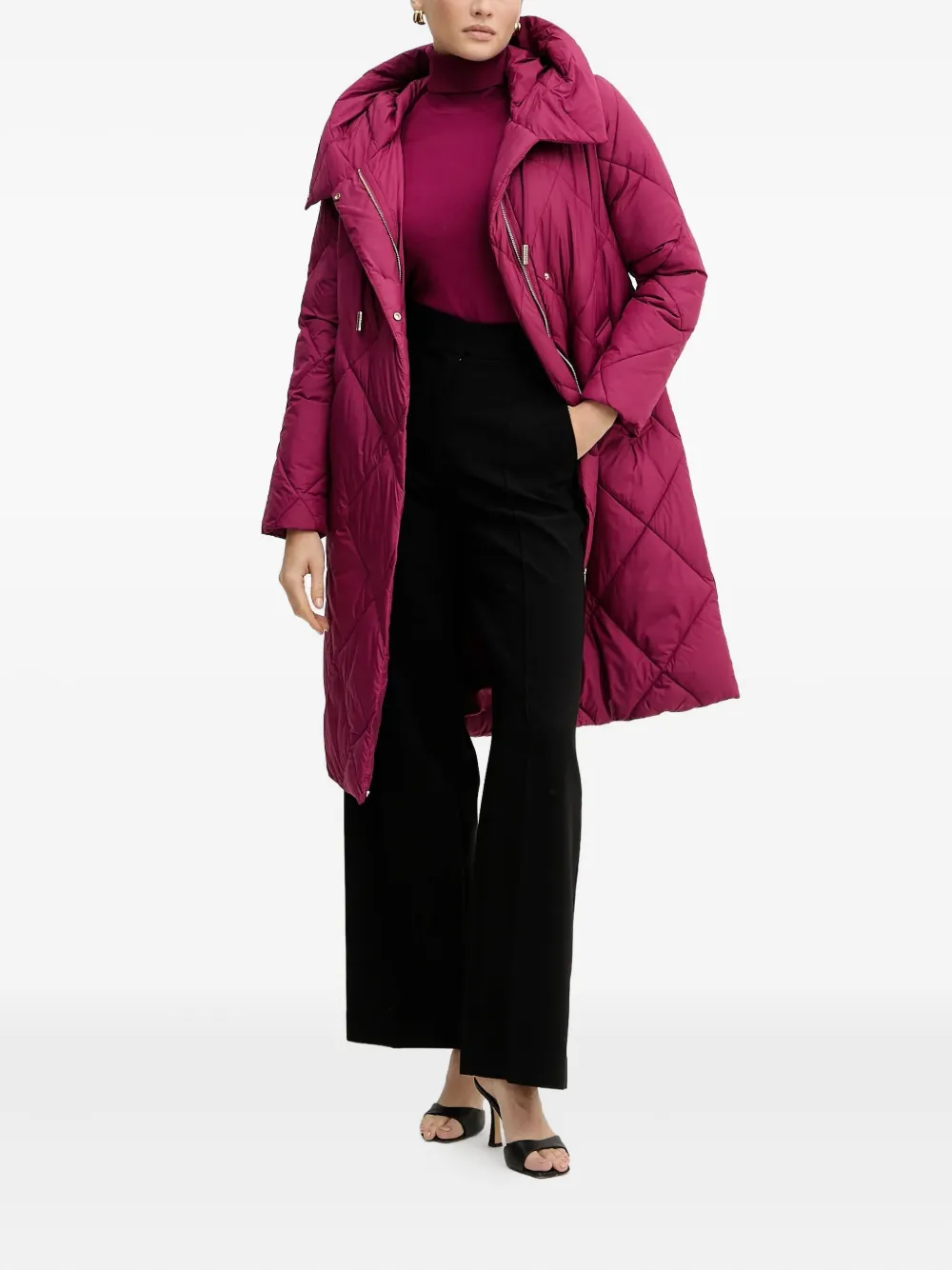 Silvian Heach Hooded Quilted Coat In Pink