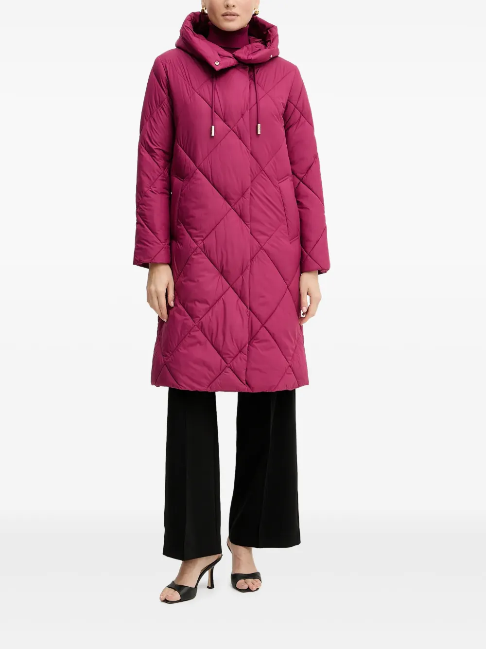 Silvian Heach Hooded Quilted Coat In Pink