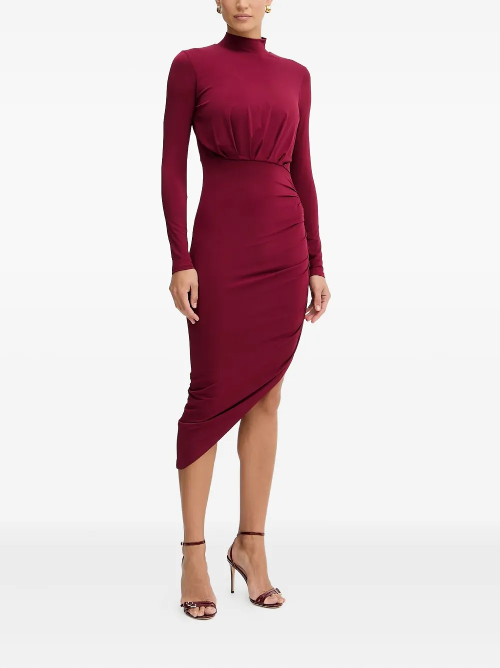 Silvian Heach high-neck ruched midi dress - Rosso