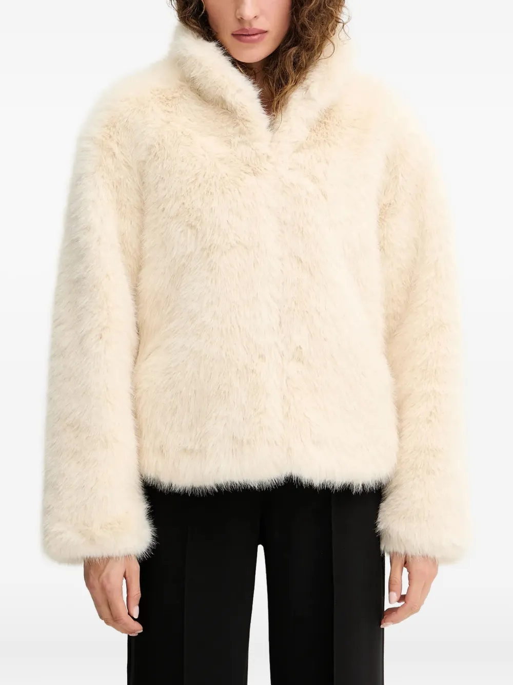 Silvian Heach high-neck faux-fur jacket | Neutrals | Image 1