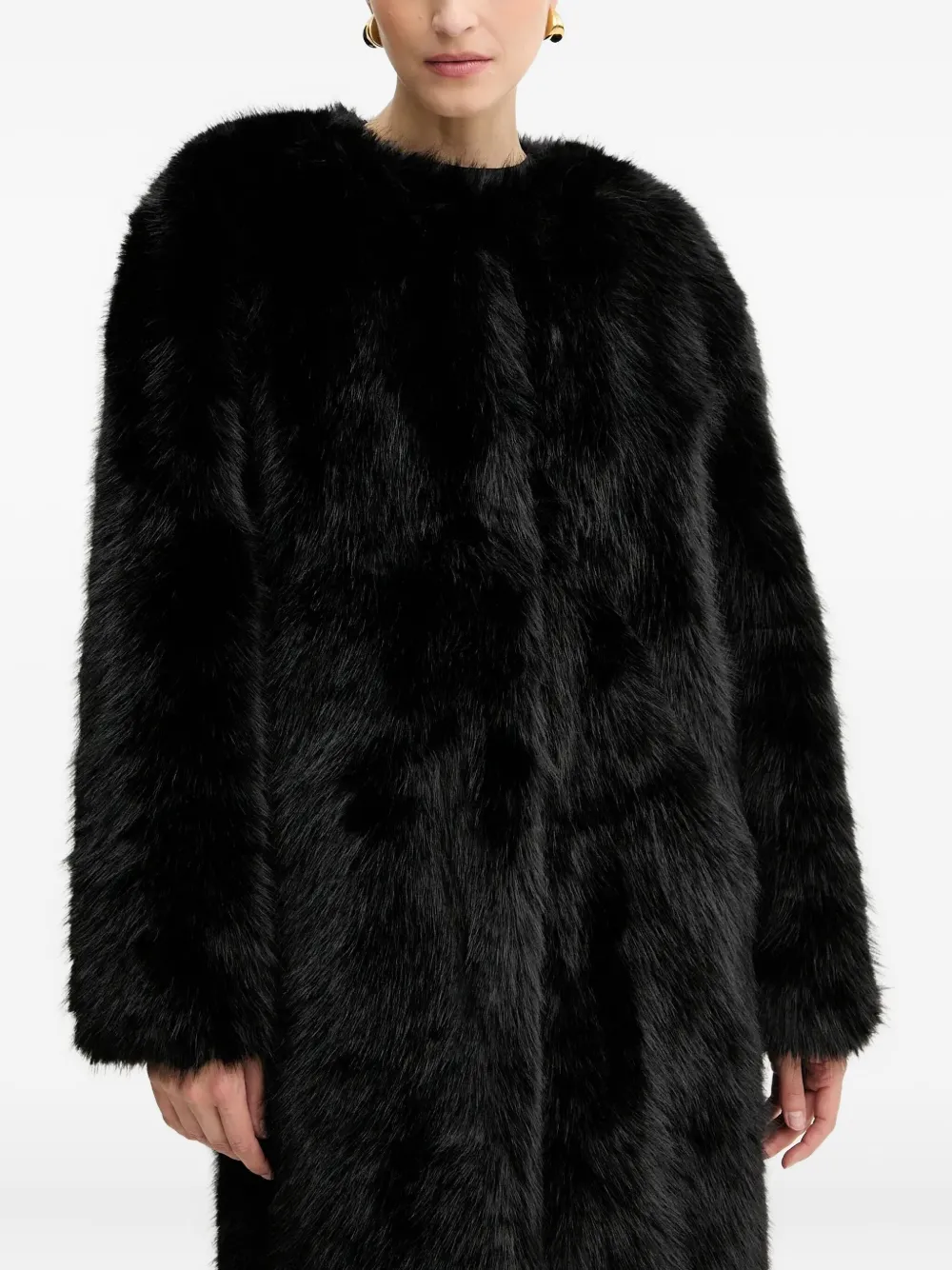 Silvian Heach Faux-fur Coat In Black