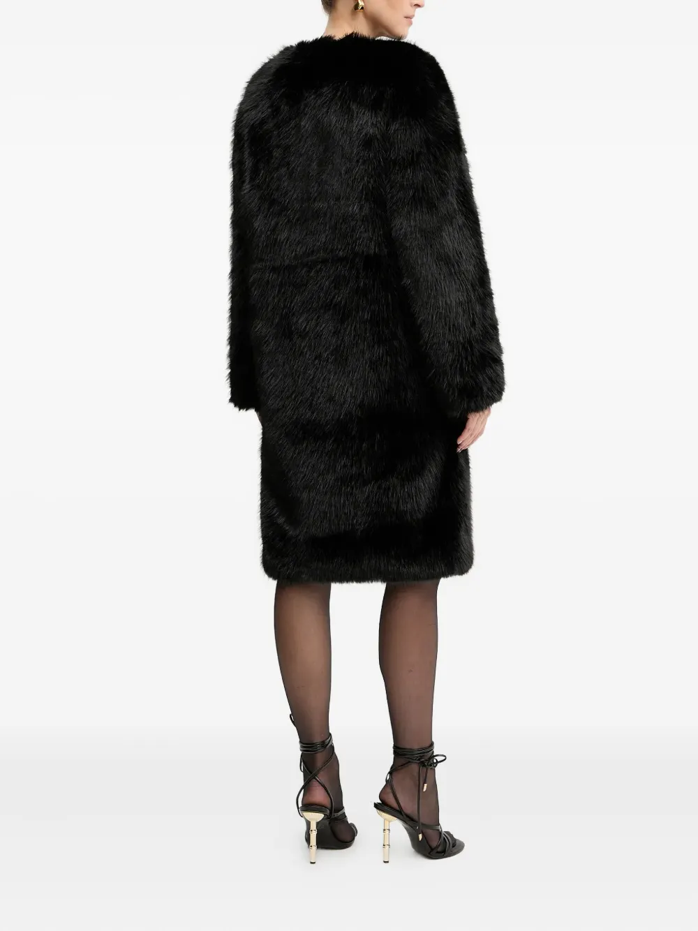 Silvian Heach Faux-fur Coat In Black