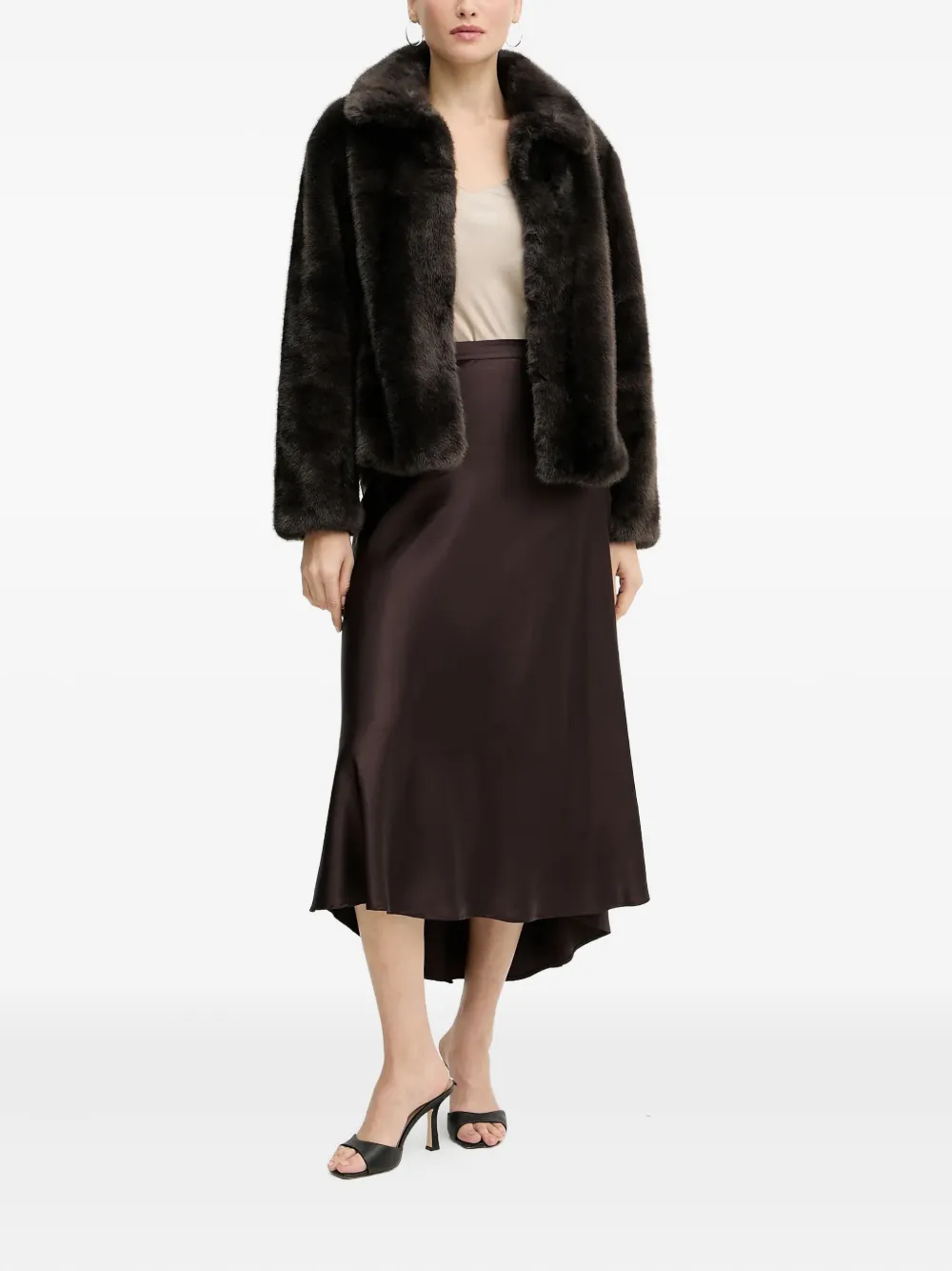 Silvian Heach Faux-fur Coat In Brown
