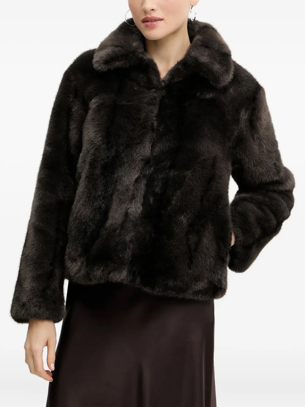 Silvian Heach Faux-fur Coat In Brown