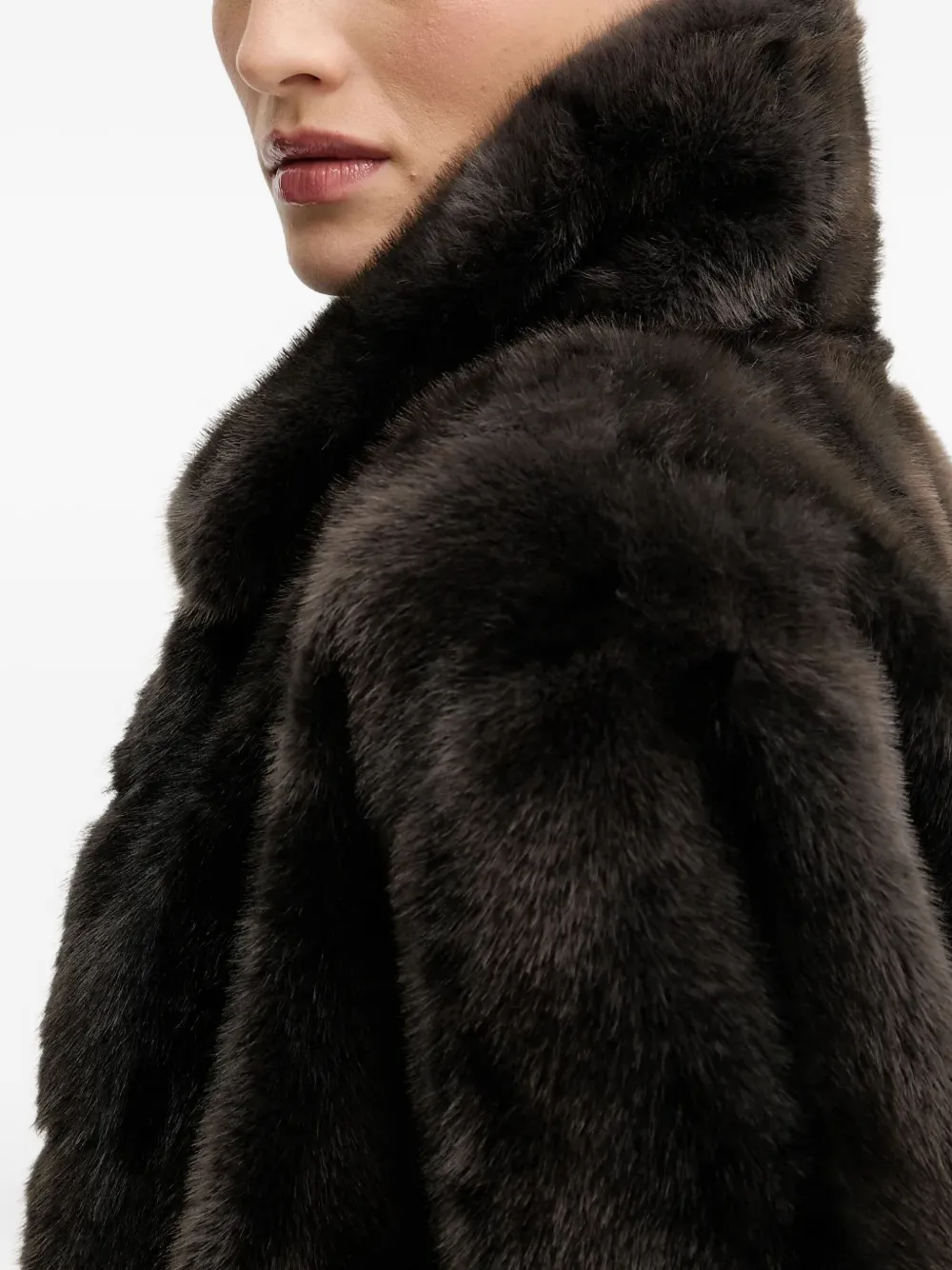 Silvian Heach Faux-fur Coat In Brown