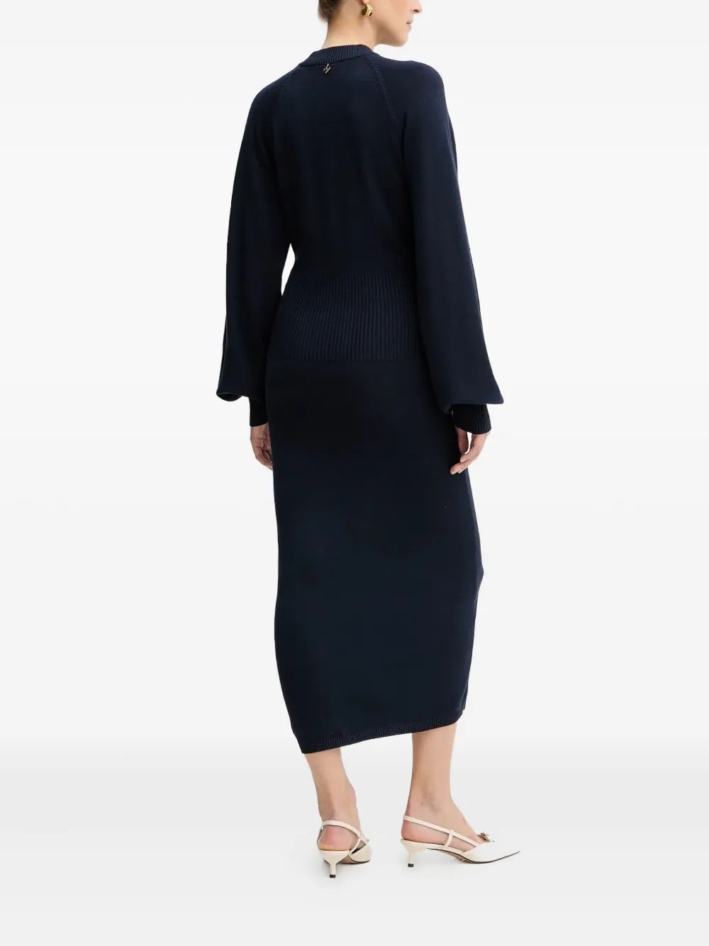 Silvian Heach Geribbelde midi-jurk met ballonmouwen Blauw