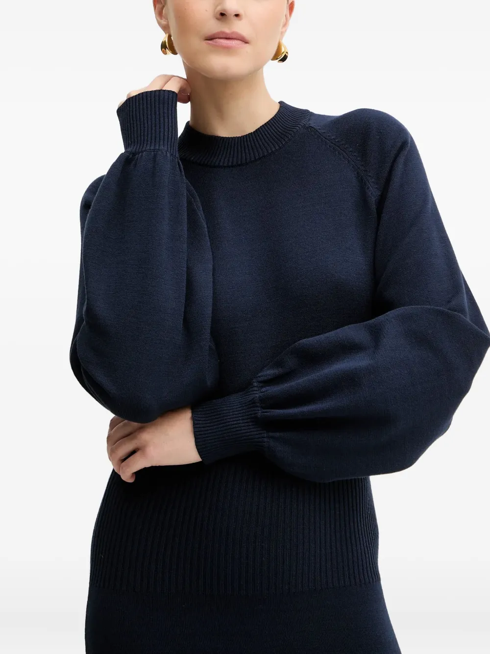 Silvian Heach Geribbelde midi-jurk met ballonmouwen Blauw