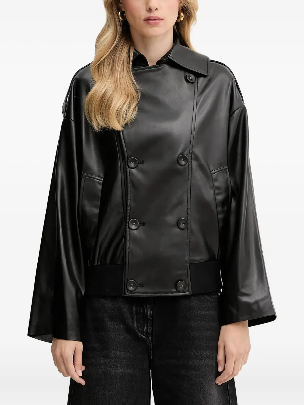 Silvian Heach double-breasted button jacket | Black | Image 1