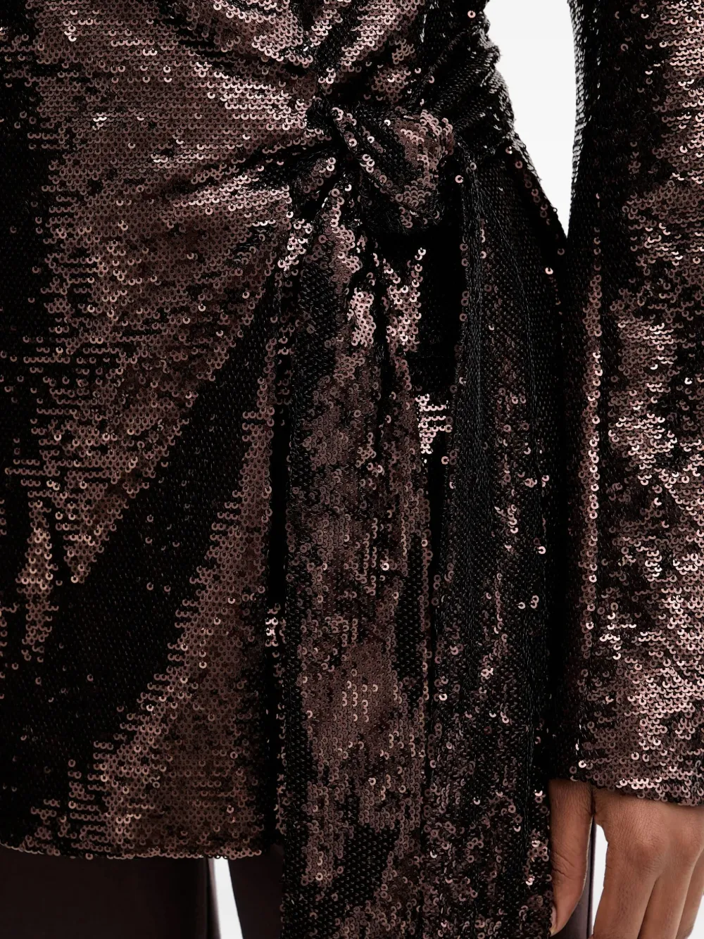 Silvian Heach Sequin Tie Blazer In Brown