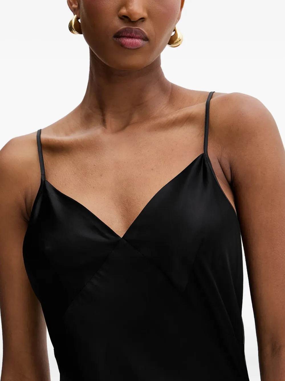 Silvian Heach Spaghetti-strap Slit Maxi Dress In Black