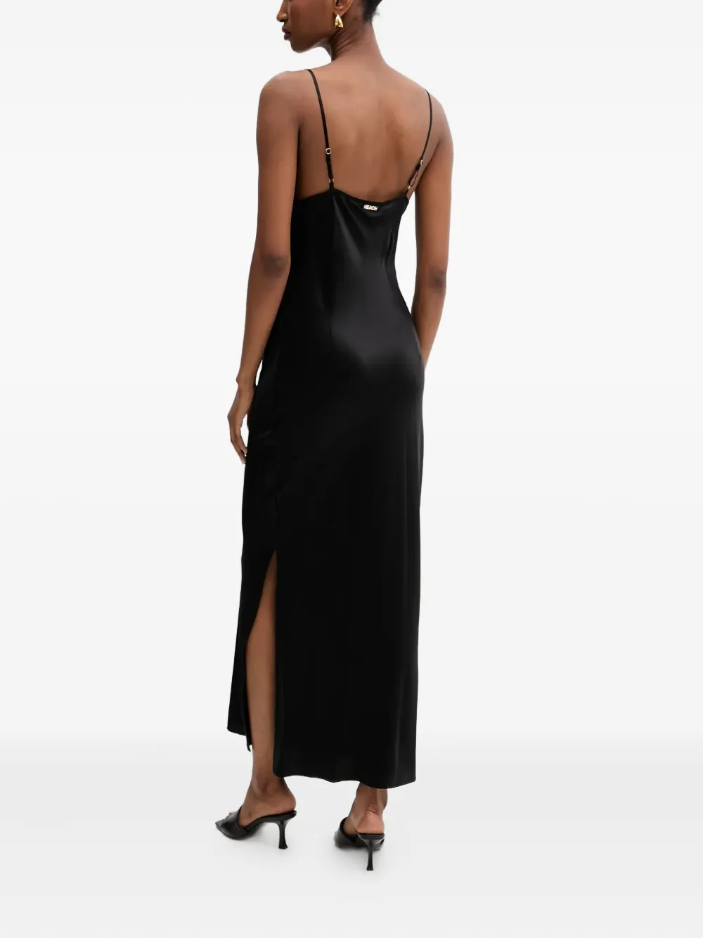 Silvian Heach Spaghetti-strap Slit Maxi Dress In Black
