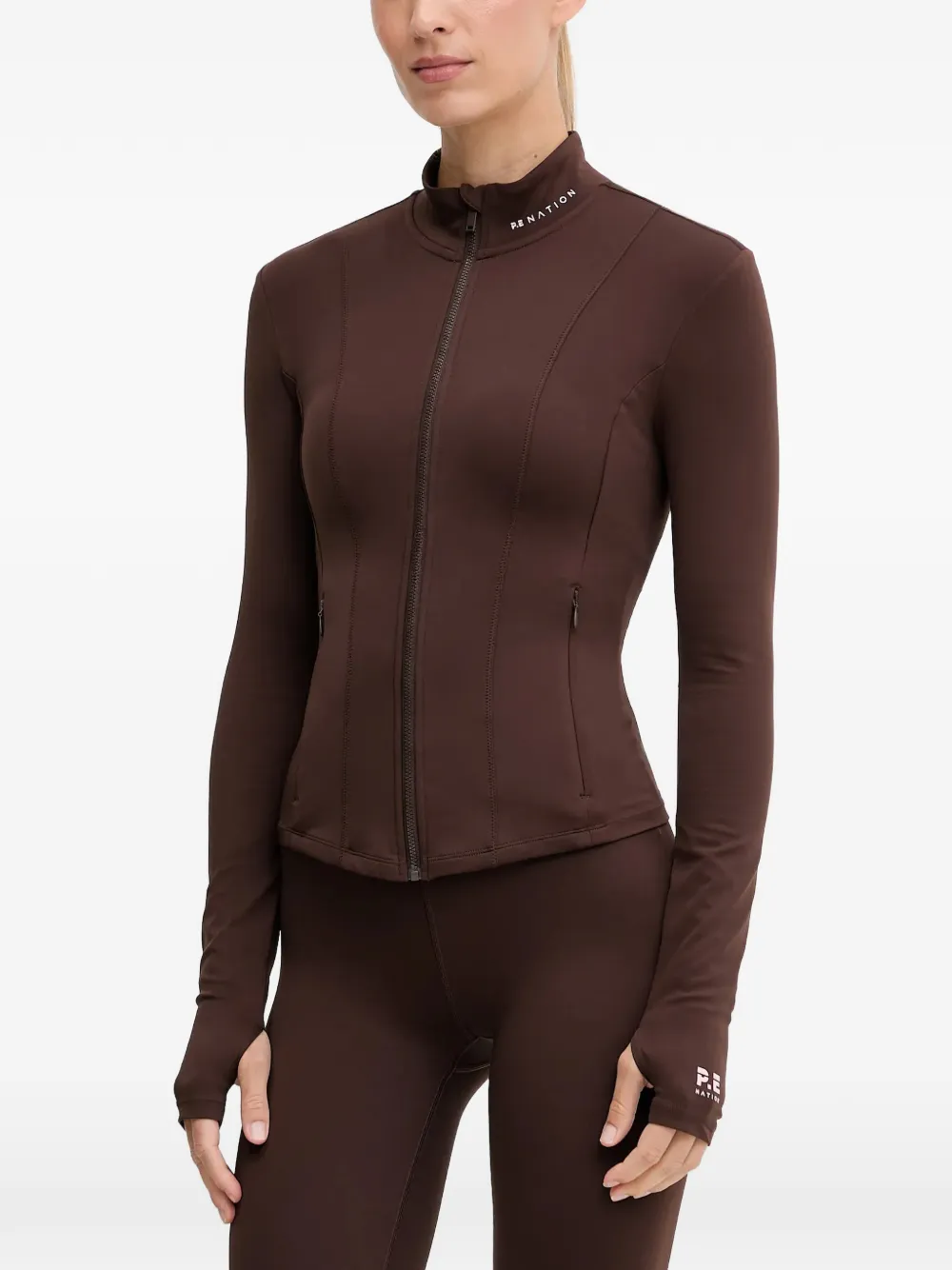 P.E Nation long-sleeve zip sweatshirt - Marrone