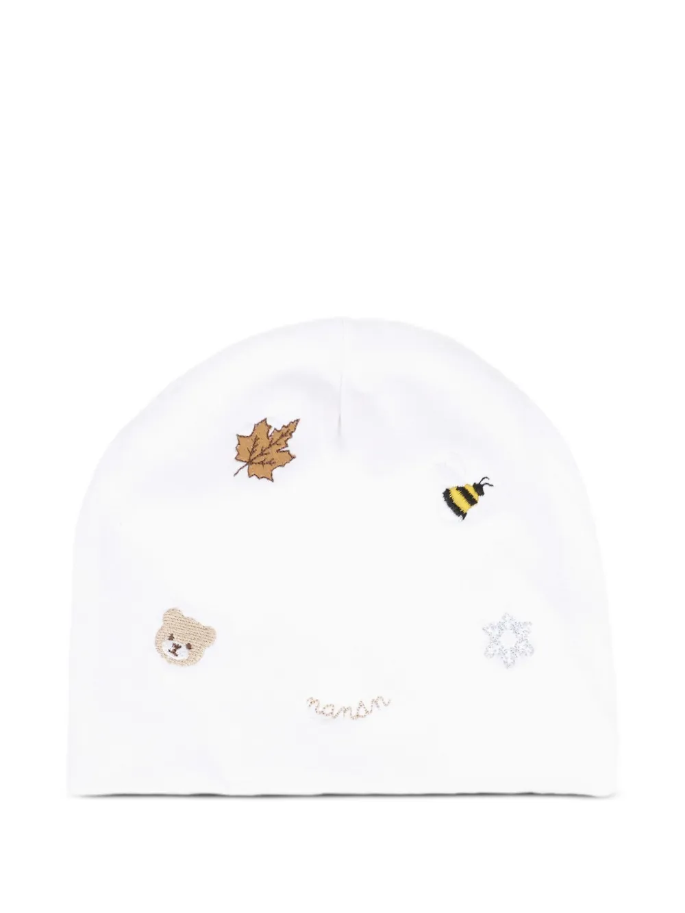 NANAN embroidered-motif beanie | White | Image 1