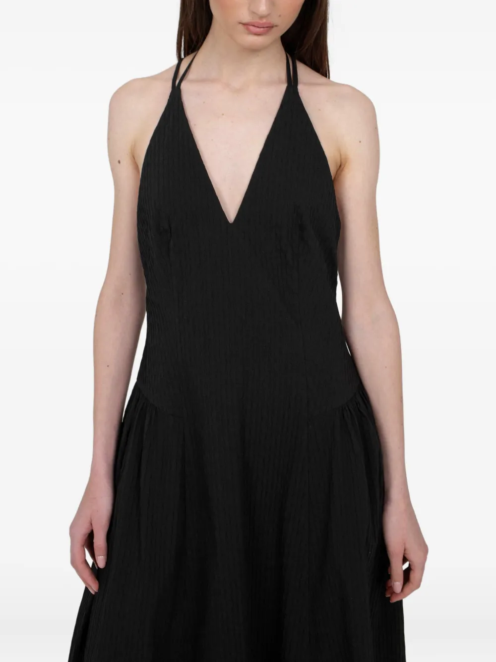 RXQUETTE Geplooide halterjurk Zwart