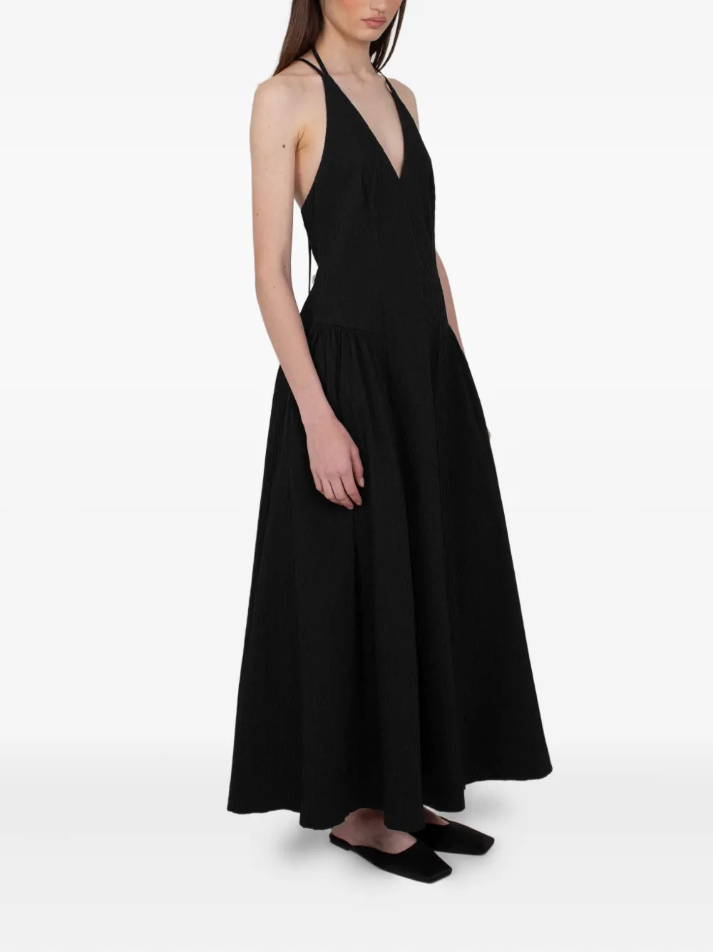 RXQUETTE Geplooide halterjurk Zwart