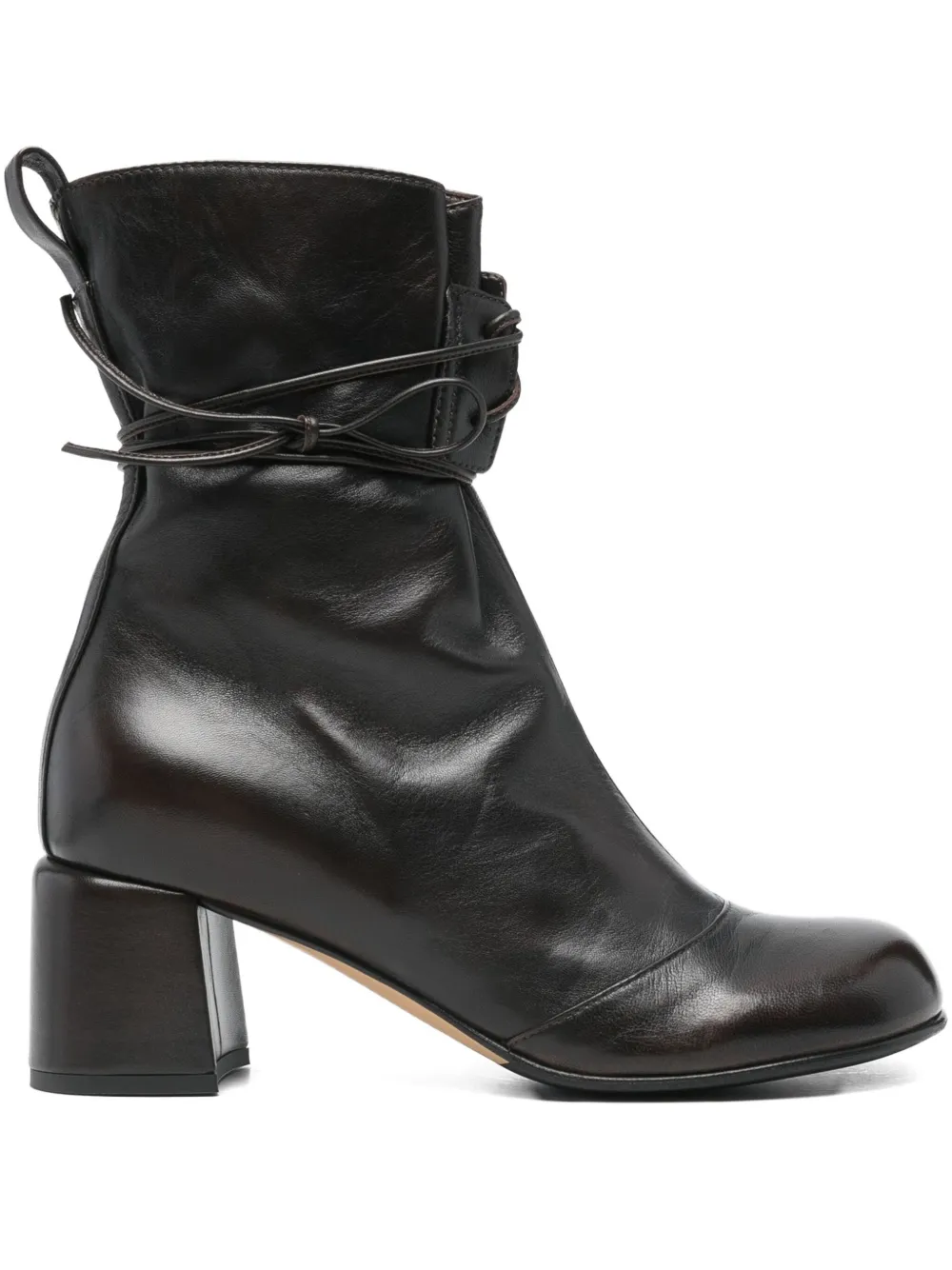 Lorena Paggi 60mm Lace-up Block-heel Boots In Brown