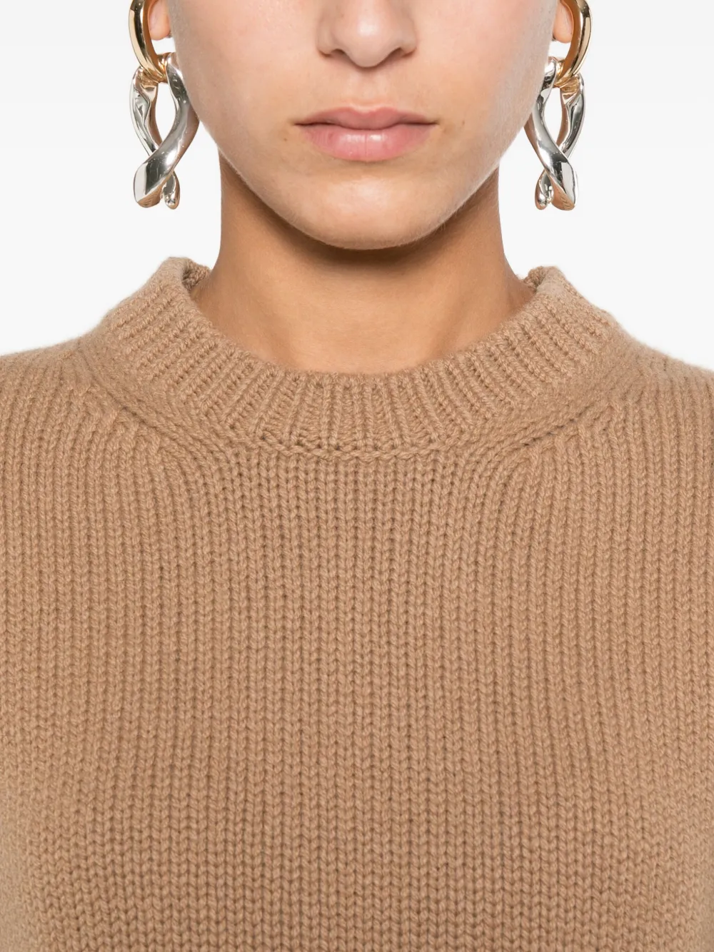 Moncler Ribbed-knit Jumper In Brown